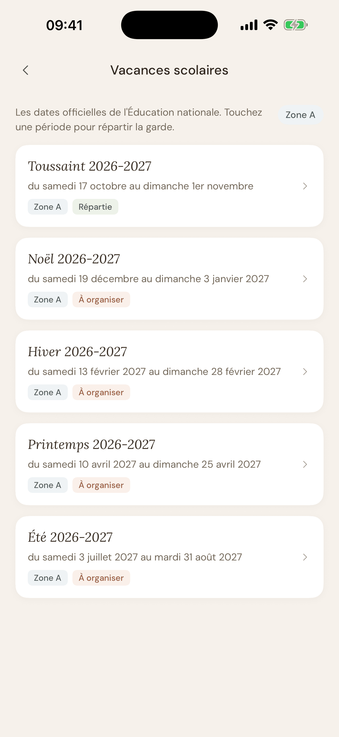 Vacances scolaires NidCool : dates officielles par zone, période répartie ou à organiser